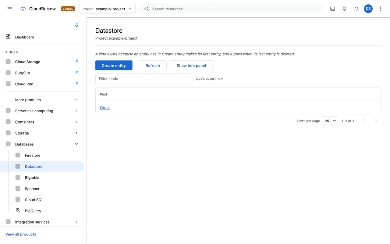 The Datastore query builder in the local console